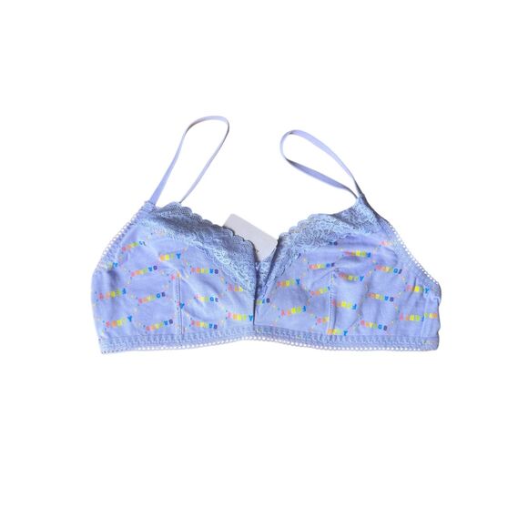 Savage X Fenty Other - NWT Savage Fenty Rainbow Logo Print Bralette Lavender Soft Lace Spaghetti Medium